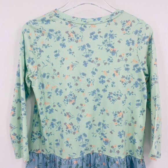 LOGO Lori Goldstein Size XS Green Blue Floral Print Knit Top w/ Asymmetric Seam - Picture 7 of 9